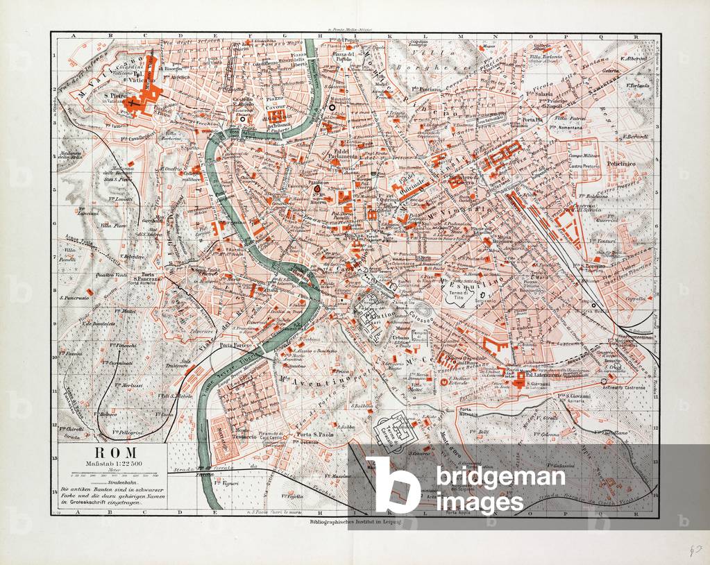Map of Rome Italy 1899