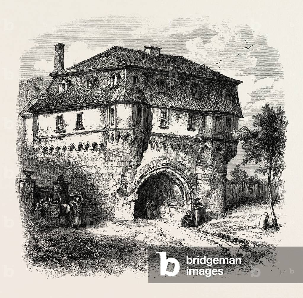 Old Gate at Andernach. The Rhine, Germany, 19th Century Engraving