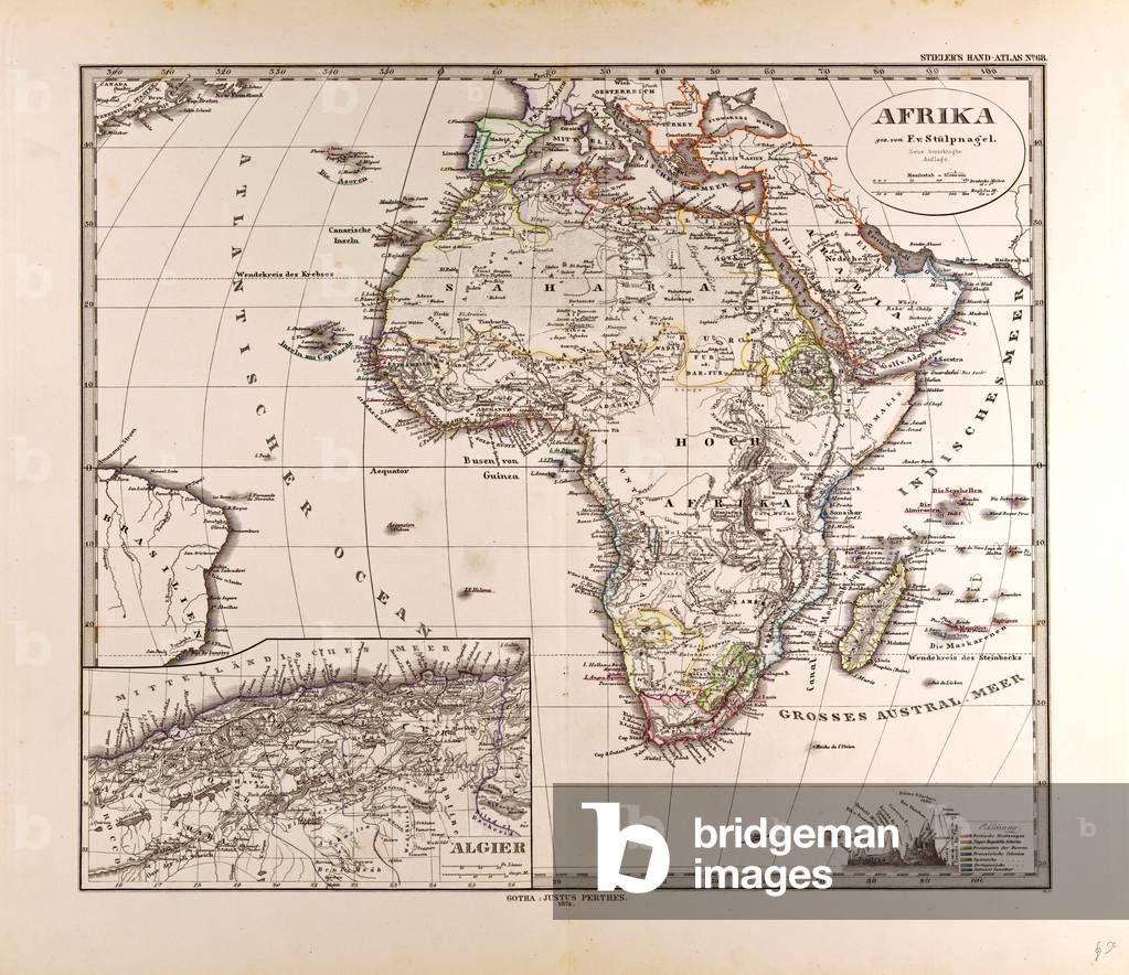 Map of Africa, 1874 (engraving)