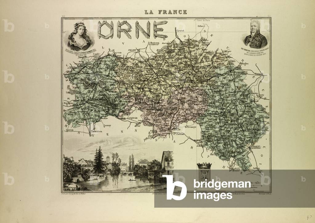 Map of Orne 1896 France