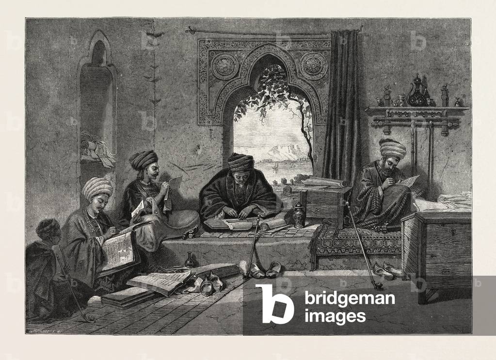 Writing Room at Girgeh. Egypt, Engraving 1879