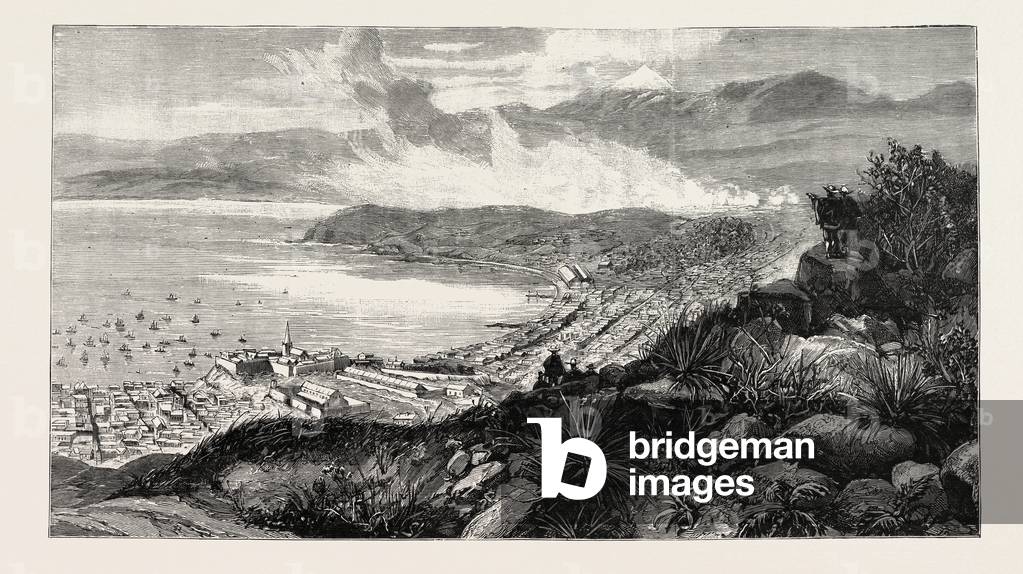 Valparaiso from the Hills South-East of the City: The Battlefield of Vina Del Mar is Just behind the Headland in the Centre of the Bay. The Snow-Covered Mountain in the Distance is Aconcagua.