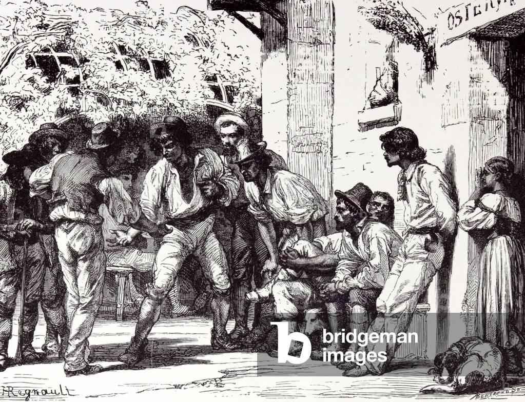Rome Italy 1875 Romans Playing at Mora