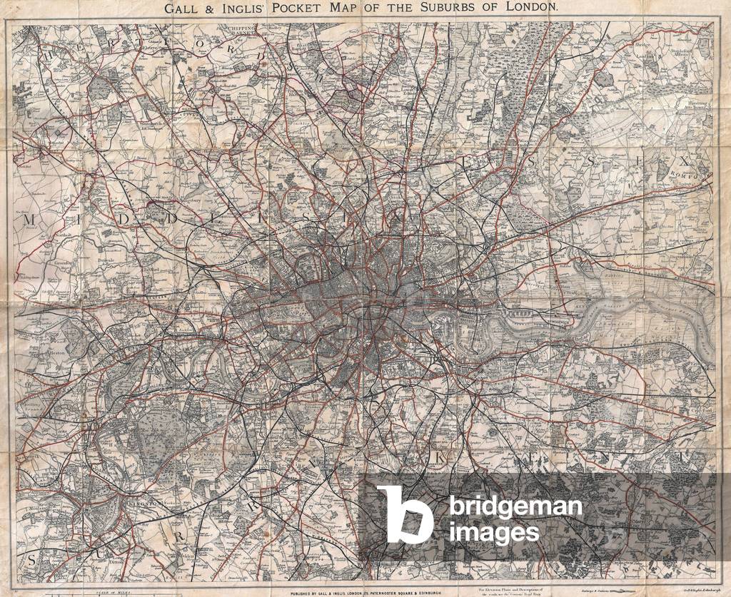 1900, Gall and Inglis, Map of London and Environs