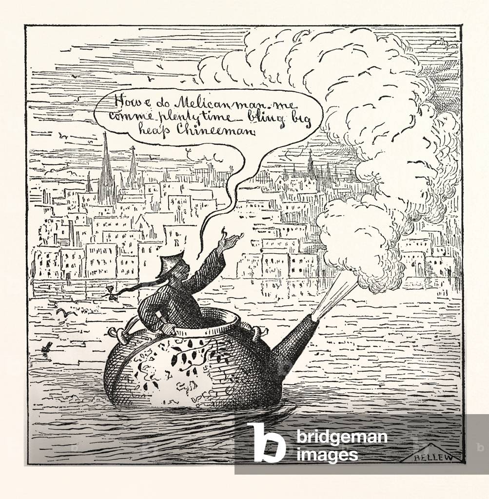 Oh ! Law They Are Coming Over in Their Own Tea-Pots  Now!, Engraving 1880, US, USA