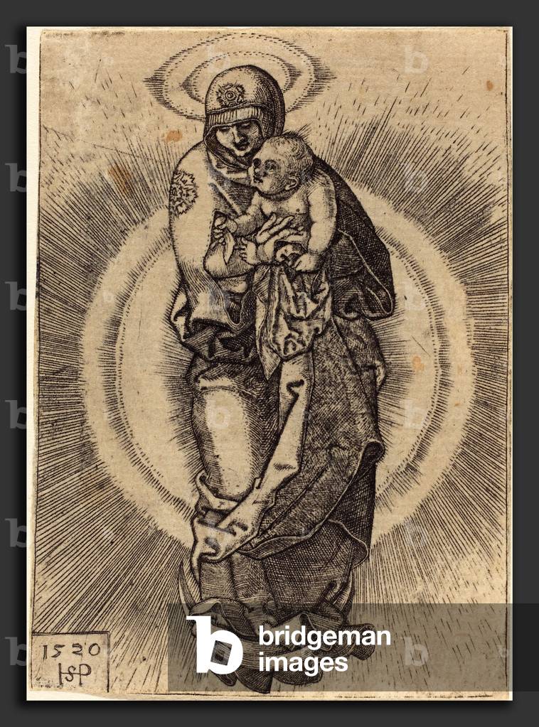 Vierge Marie sur une demi lune - Sebald Beham (German, 1500 - 1550), Madonna on the Half Moon, 1520, engraving