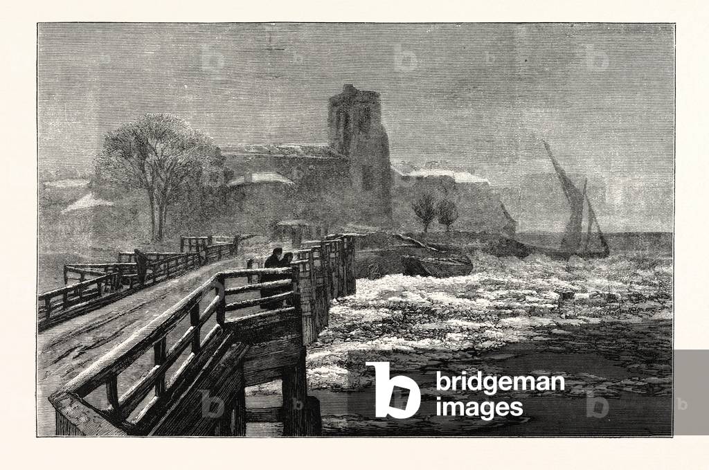 Putney Bridge, London, Christmas, 1879, after a Drawing by A. Severn. UK