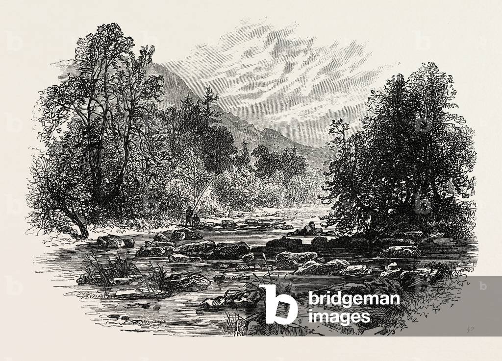 View in Massachusetts,USA, 1870s Engraving