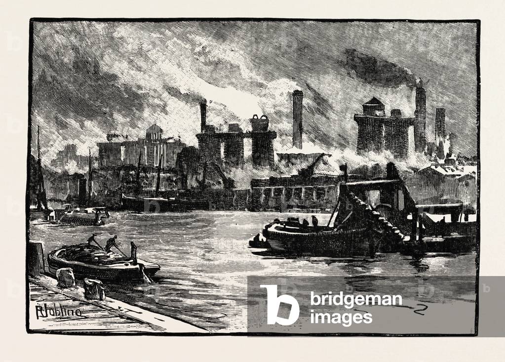 Blast Furnaces, from the River, Middlesbrough, a Large Town Situated on the South Bank of the River Tees in North East England, that Sits Within the Ceremonial County of North Yorkshire. UK. A Blast Furnace is a Type of Metallurgical Furnace Used for Smelting to Produce Industrial Metals, Generally Iron