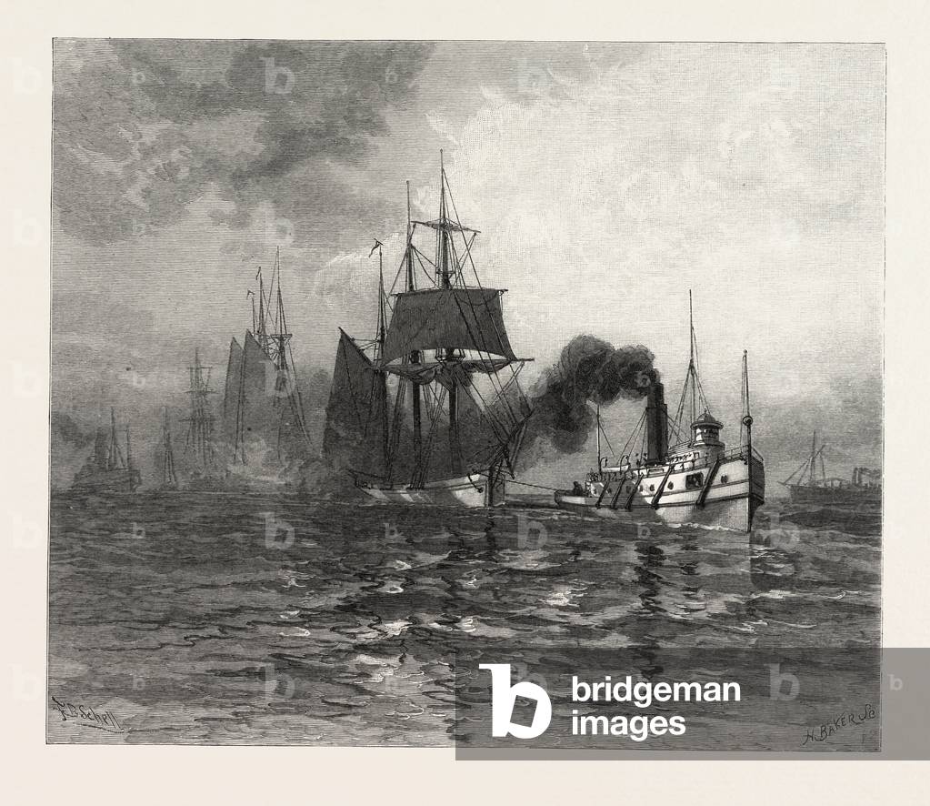 A Tow On Lake St. Clair, Canada, Nineteenth Century Engraving