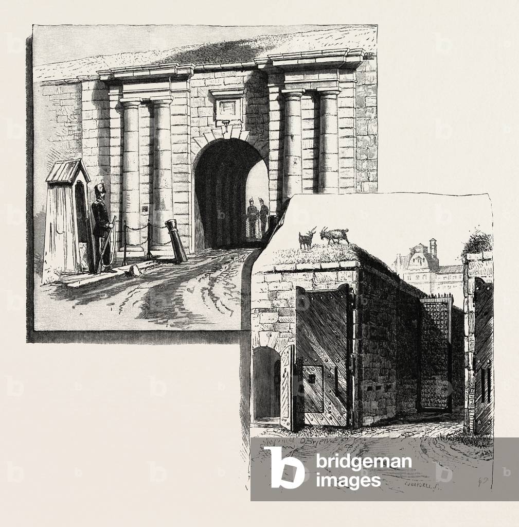 Quebec, Gates of the Citadel, Canada, Nineteenth Century Engraving