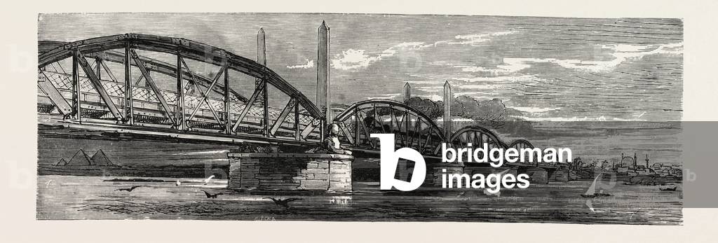 Egypt, Bridge, Engraving 1879