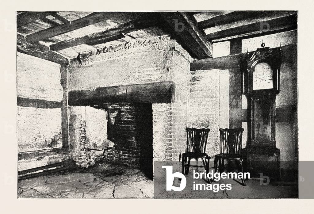 Kitchen of the House in which Shakespeare Was Born, Stratford-on-Avon, UK, Britain, United Kingdom, U.K., Great Britain, 1888 Engraving