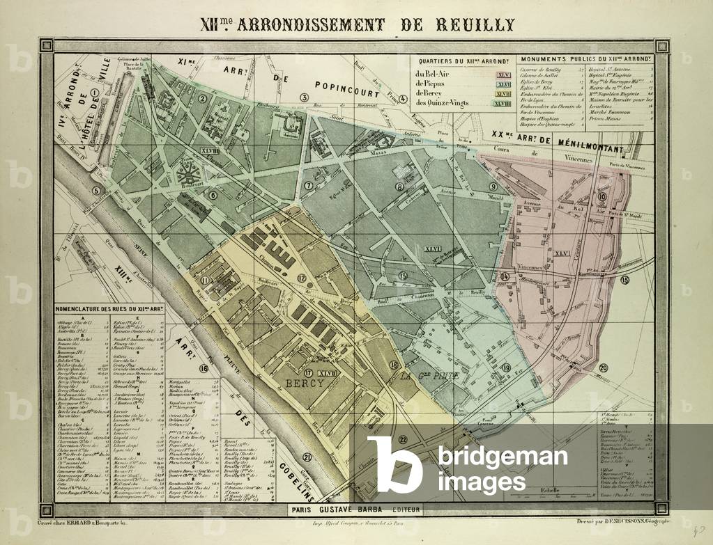 Map of the 12th Arrondissement De Reuilly Paris France