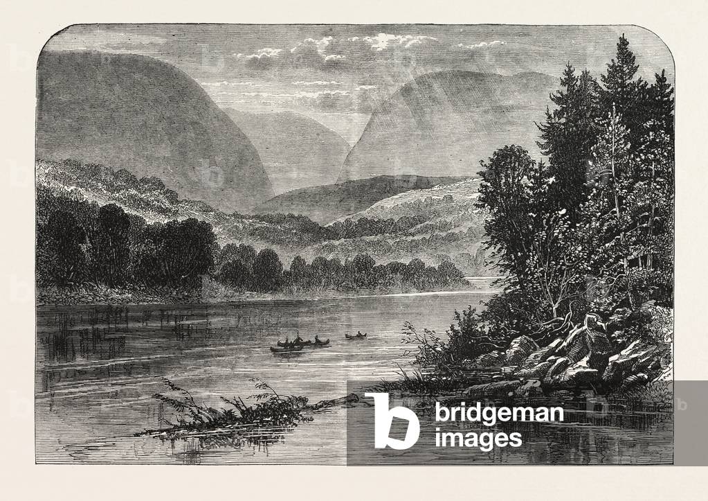 View on the Delaware,USA, 1870s Engraving