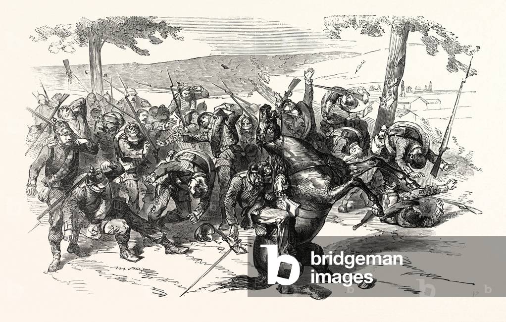 Franco-Prussian War: A Prussian Battalion is Mowed Down by a French Mitrailleusenbatterie at Saarbrucken, Germany