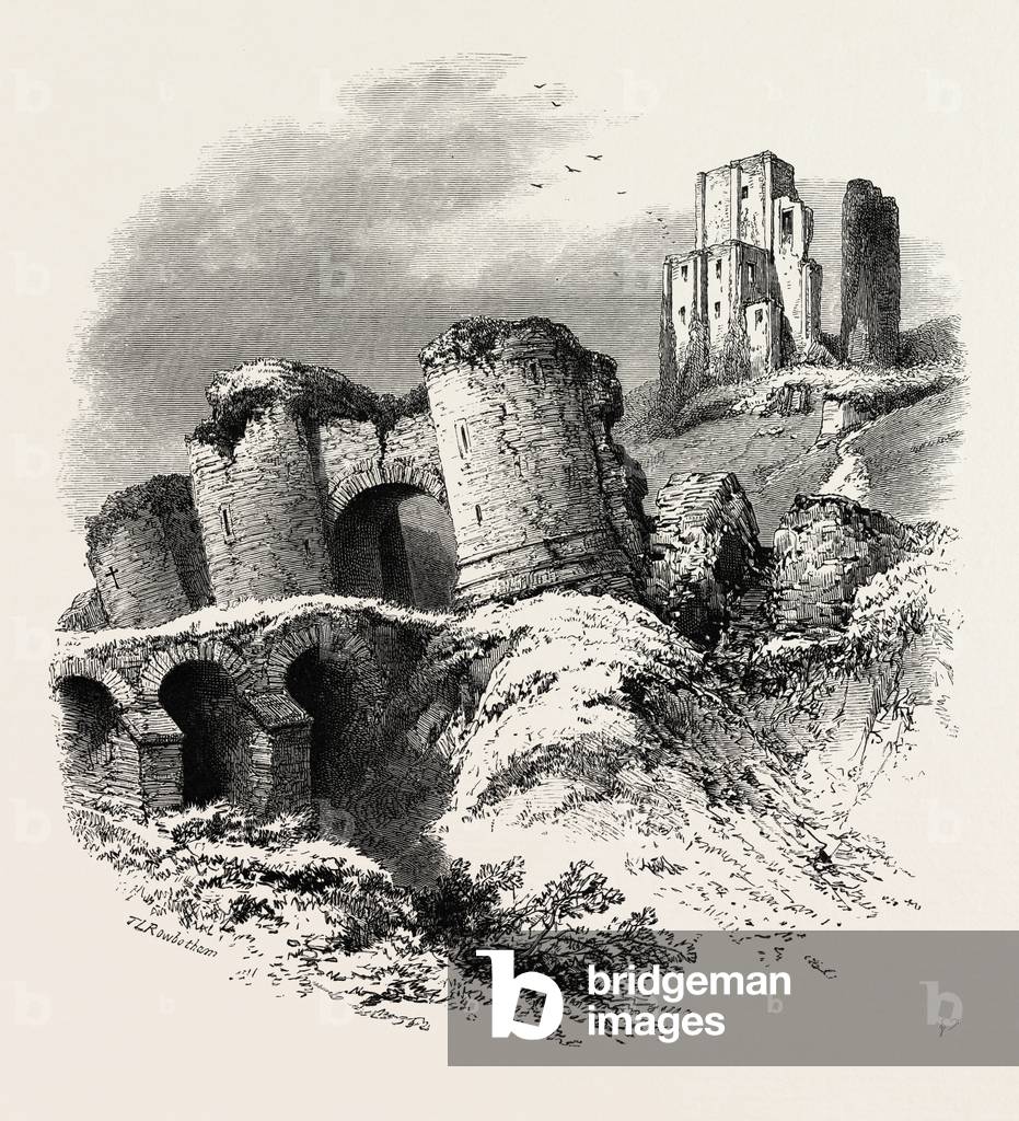 Corfe Castle, the South Coast, UK, 19th Century Engraving