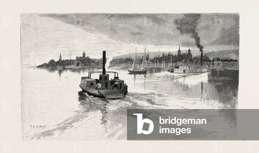 New Brunswick, Fredericton, From the River, Canada, Nineteenth Century Engraving