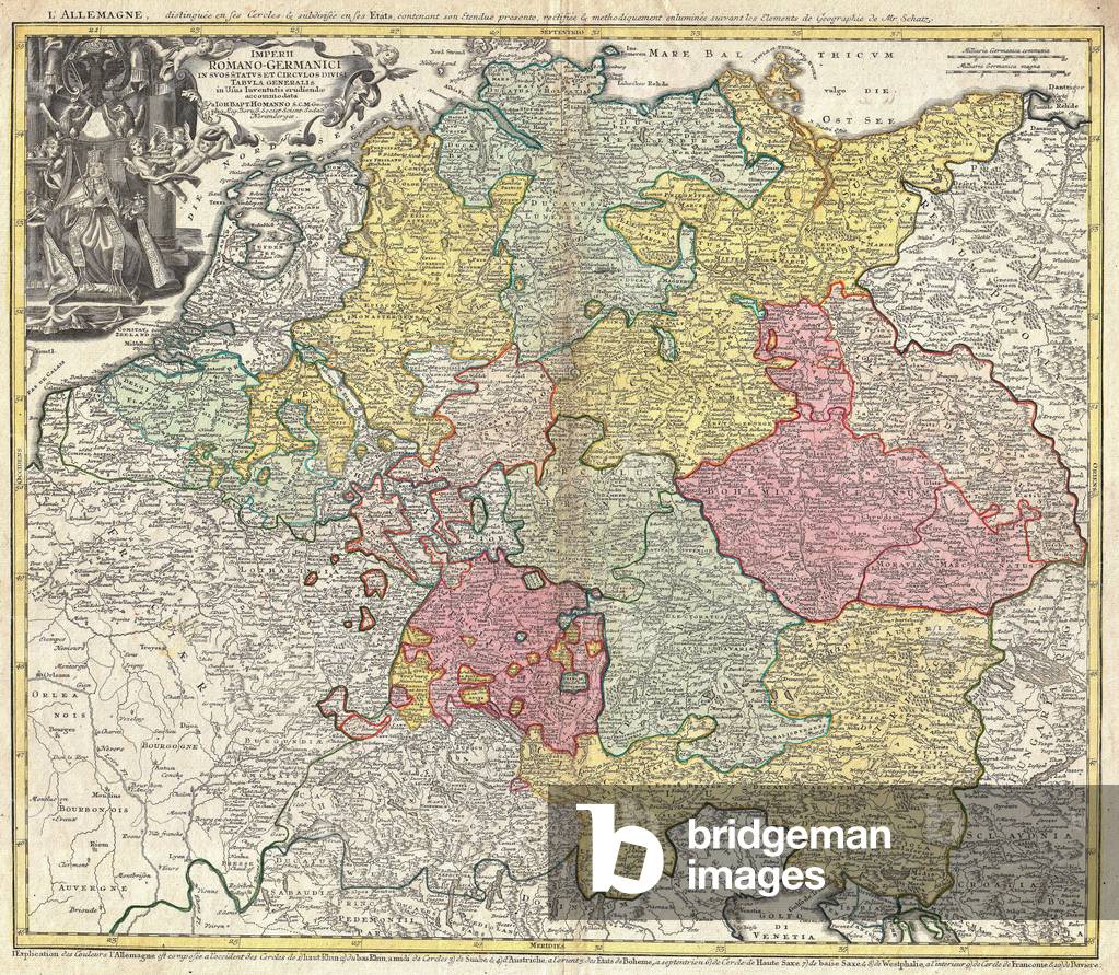 1740, Homann Map of the Holy Roman Empire, Germanic Empire