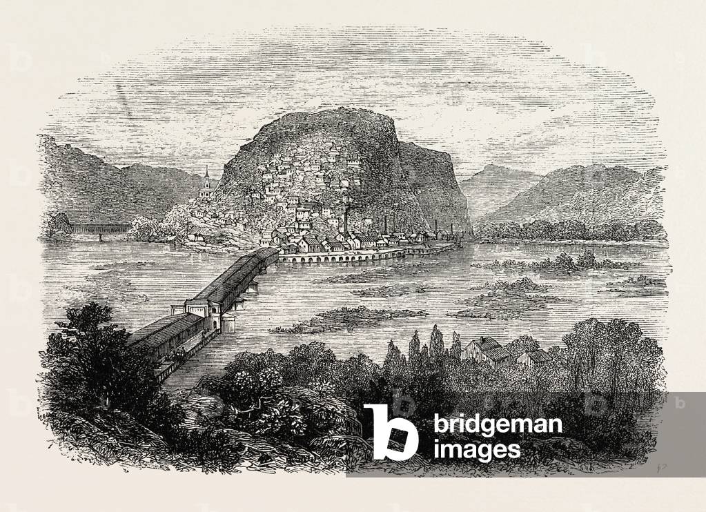 Harper's Ferry,USA, 1870s Engraving