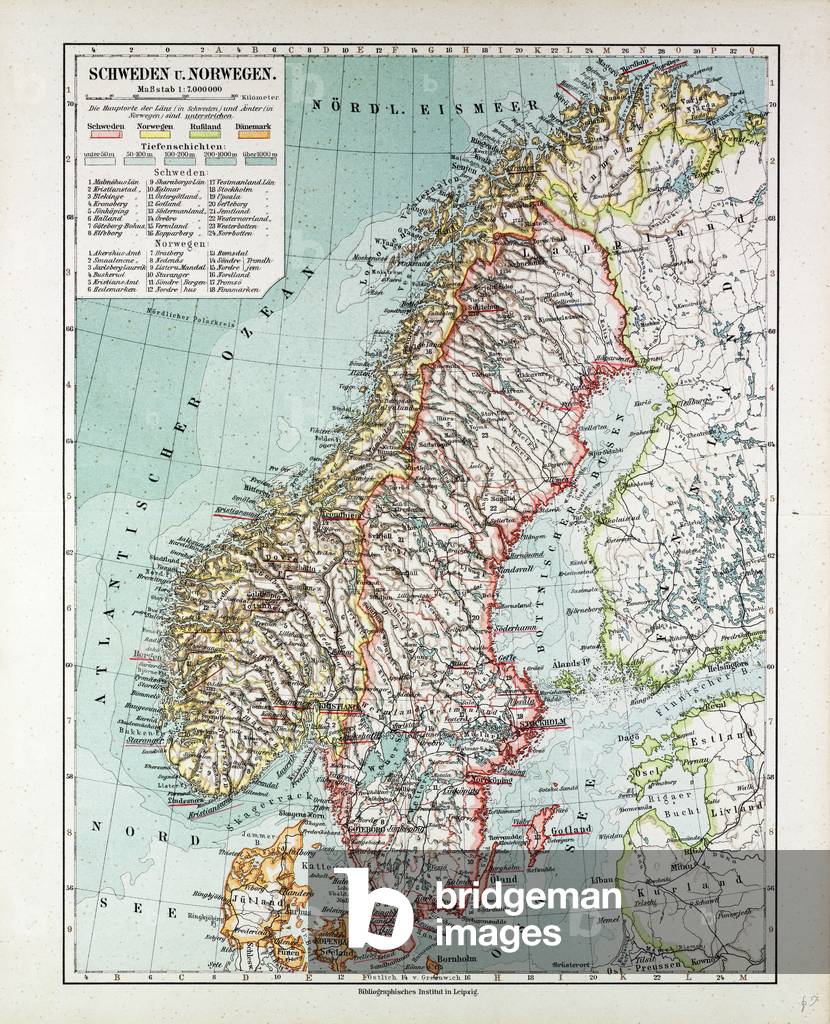 Map of Norway and Sweden 1899