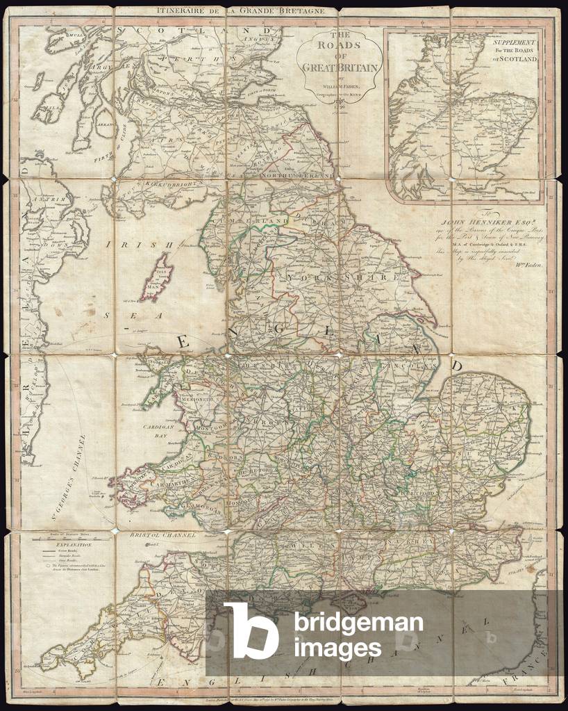 1790, Faden Map of the Roads of Great Britain or England
