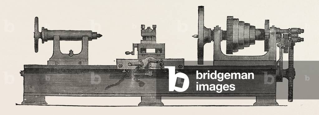 Parr, Curtis, and Mandeley's Lathe, 1851 Engraving