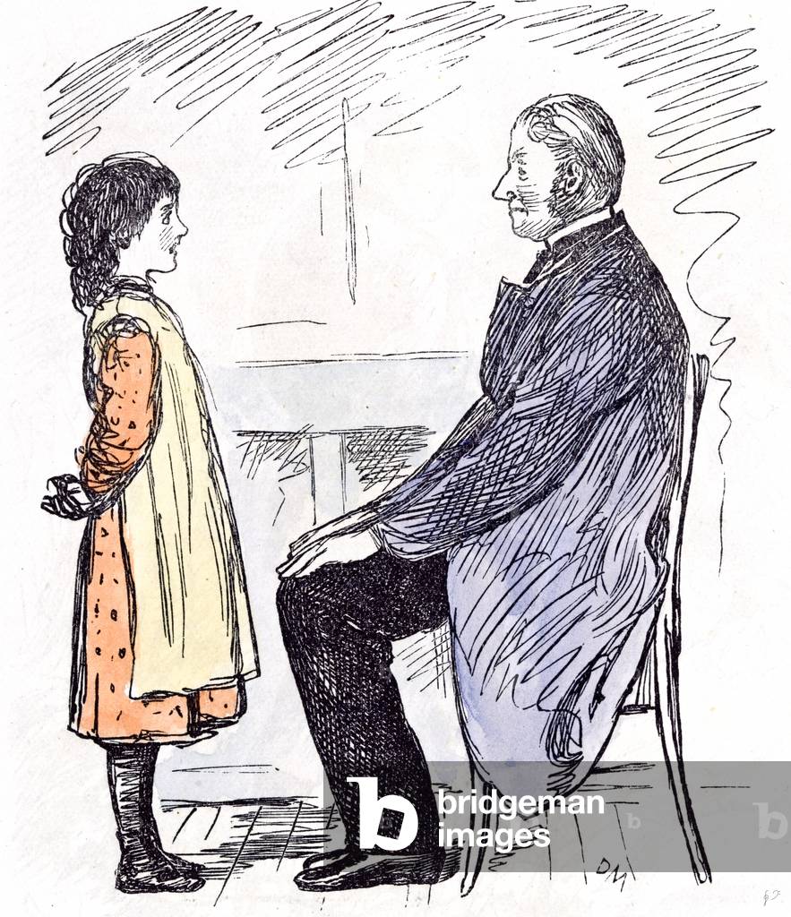 The Girl and the Headmaster, 1873 (colour litho)