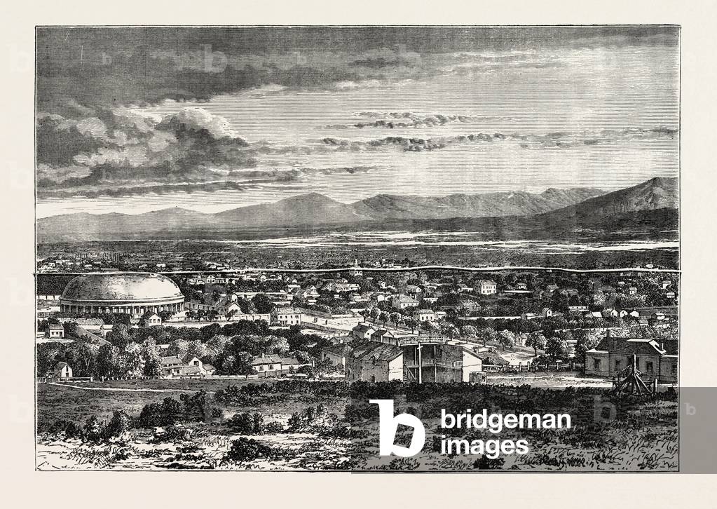 Great Salt Lake City,USA, 1870s Engraving