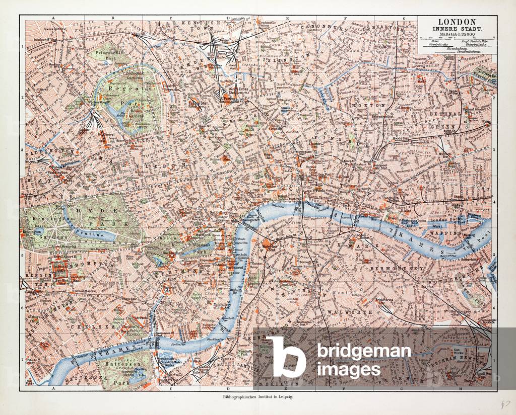 Map of the Centre of London Great Britain 1899