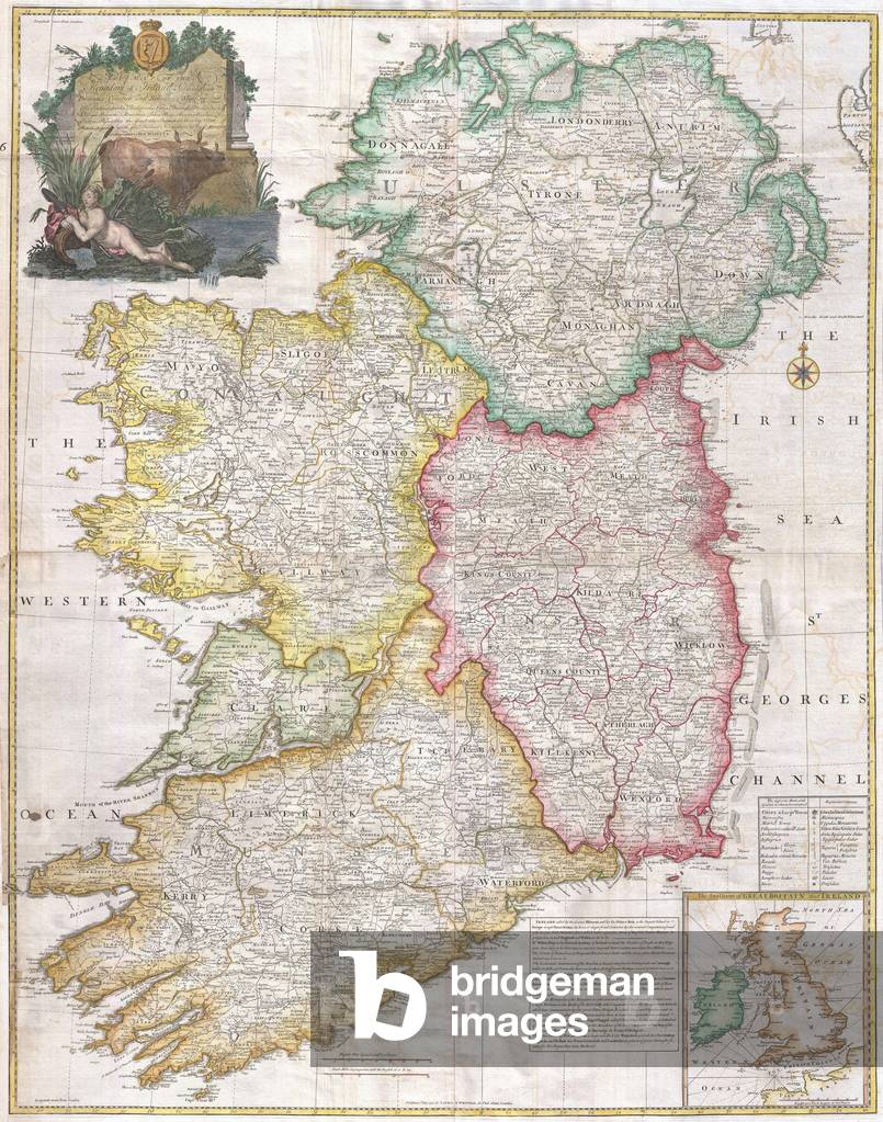 1794, Rocque Wall Map of Ireland