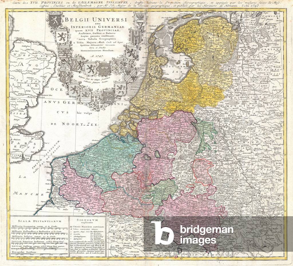1747, Homann Heirs Map of Belgium and the Netherlands