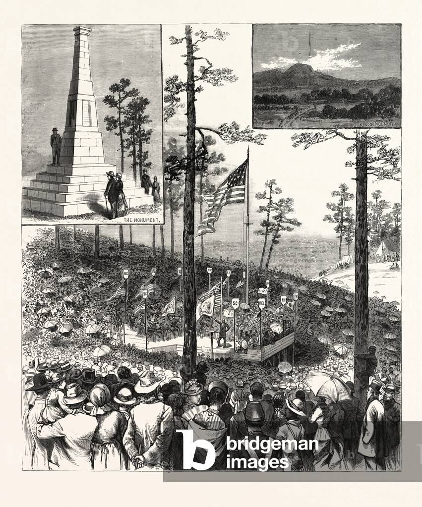 Centennial Celebration of the Battle of King's Mountain, October 7th: The Hon. John W. Daniel Delivering the Historical Oration. South Carolina. U.S., Engraving 1880 1881