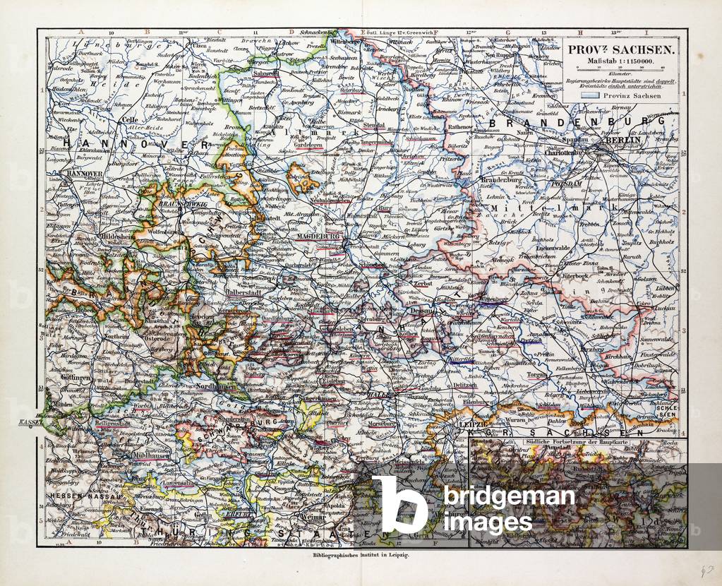 Map of Sachsen-Anhalt Sachsen Saxony Germany 1899