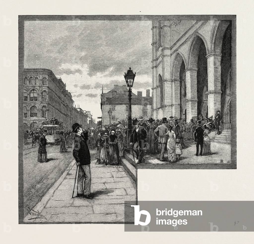 Montreal, Entrance to Notre Dame, Canada, Nineteenth Century Engraving
