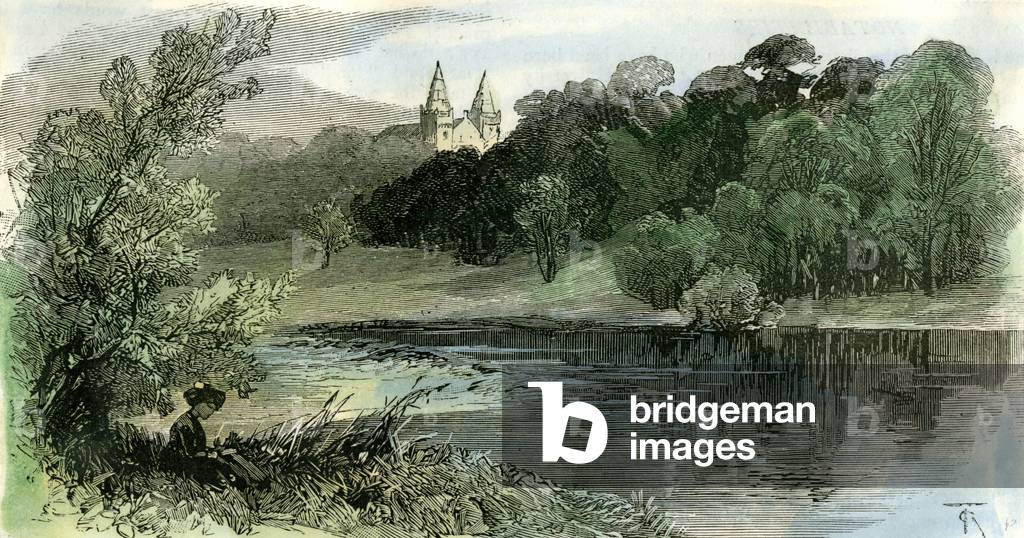 Aberdeen Old Machar Cathedral from the Don 1885 UK