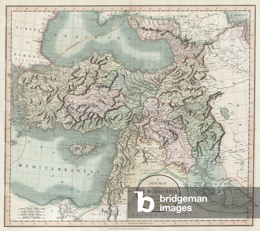 1801, Cary Map of Turkey, Iraq, Armenia and Sryia, John Cary, 1754 Ð 1835, English cartographer