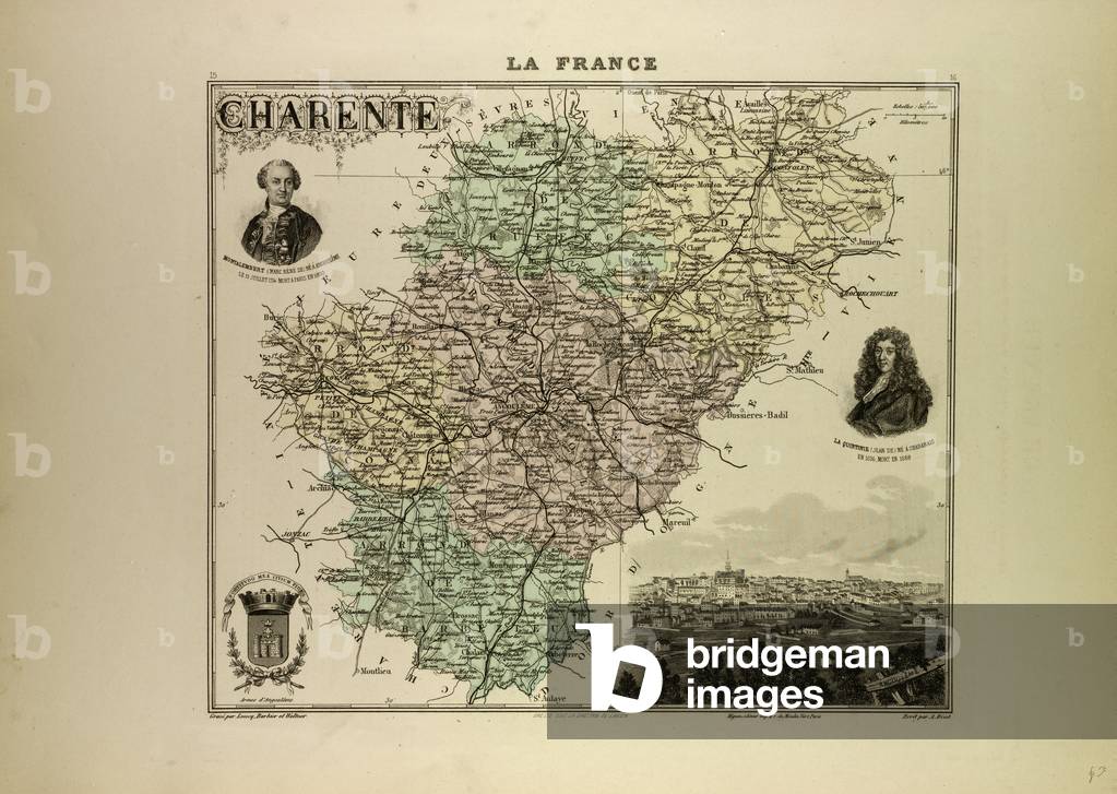 Map of Charente 1896 France