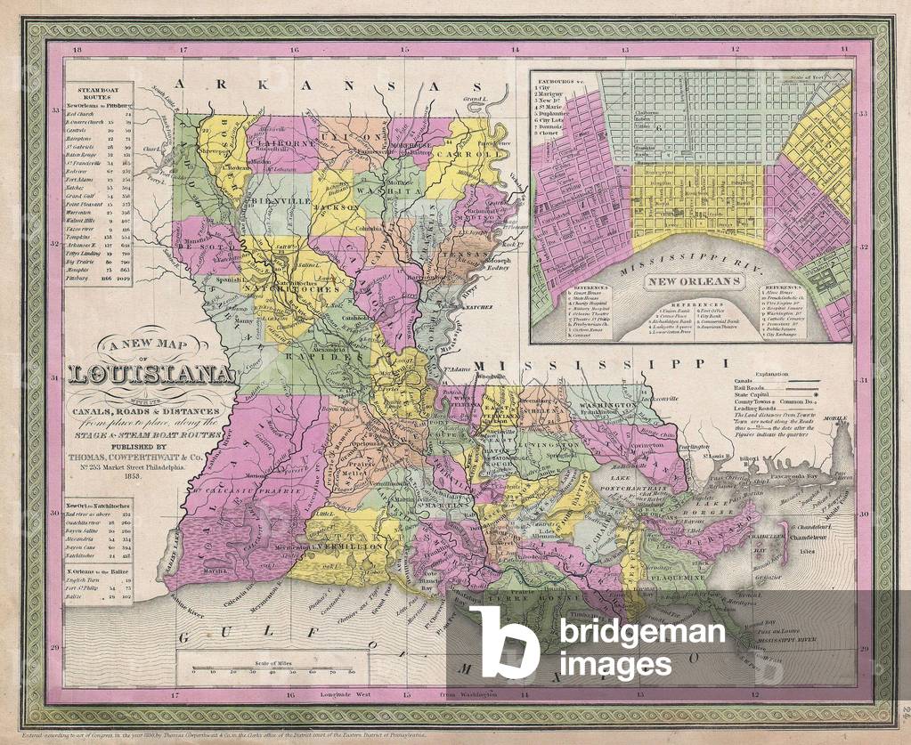 1853, Mitchell Map of Louisiana