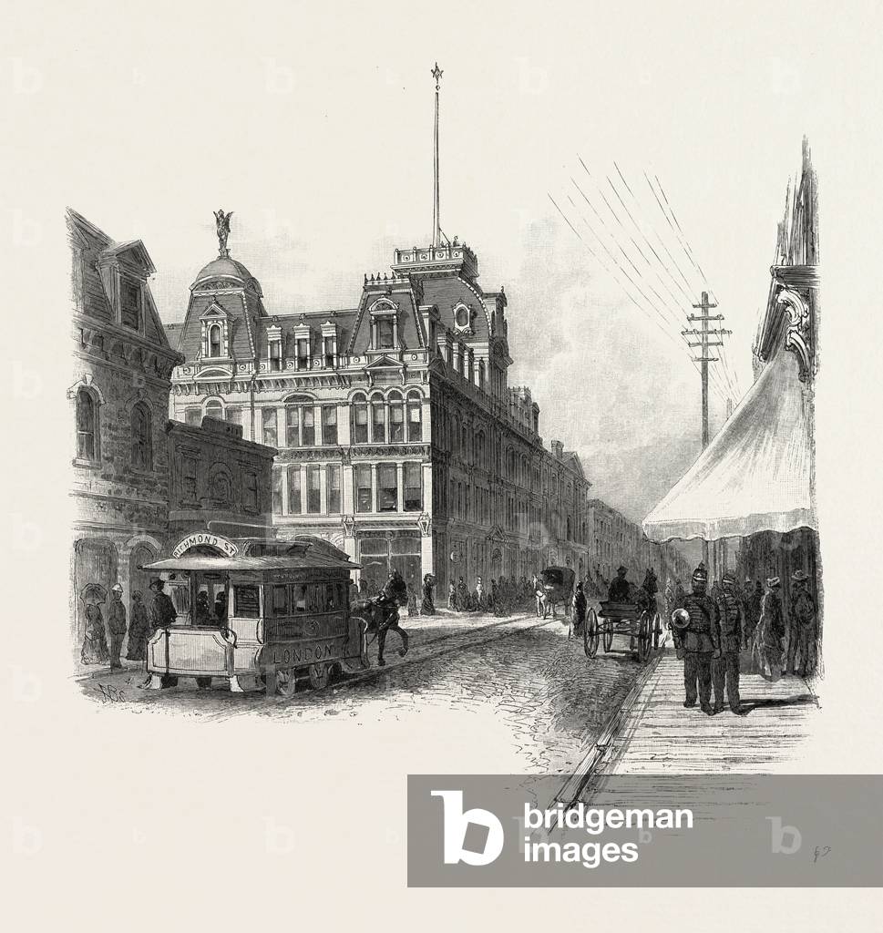 Richmond Street, London, Canada, Canada, Nineteenth Century Engraving