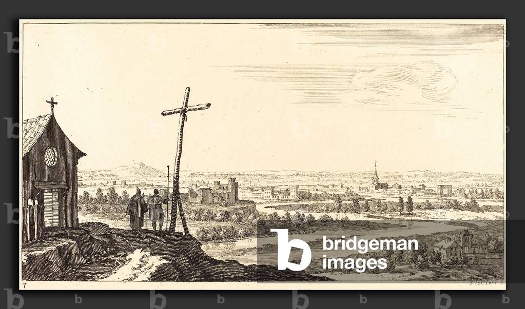 Sebastien Le Clerc I (French, 1637 - 1714), Landscape with Church and Town in Distance, 1673, etching