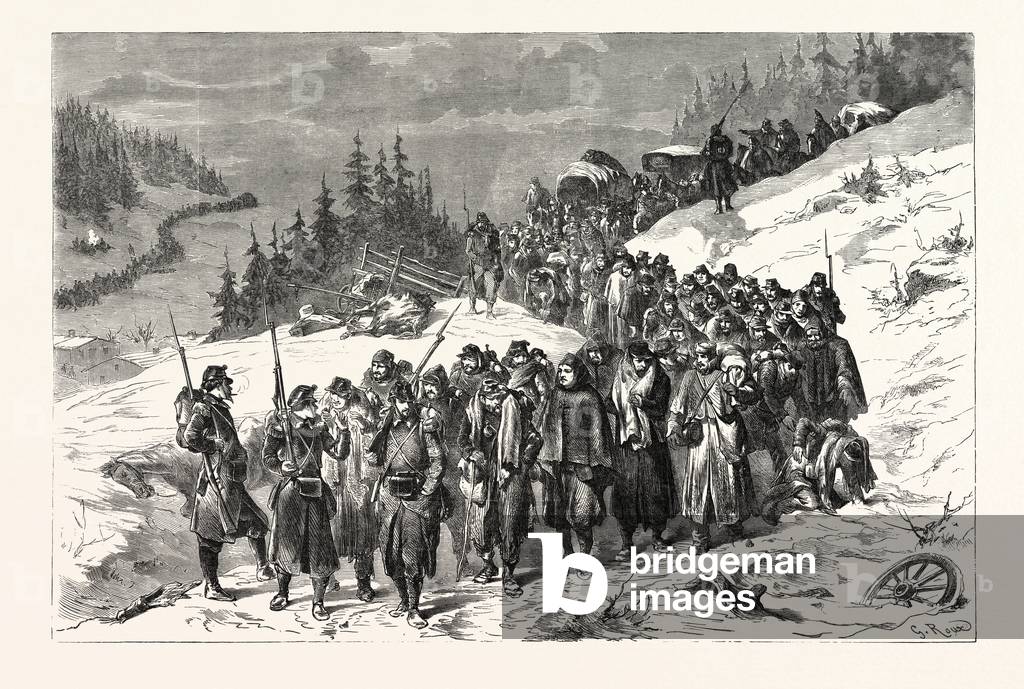 Franco-Prussian War: French Soldiers Escorted by Swiss Military in the Jura the 3 February 1871