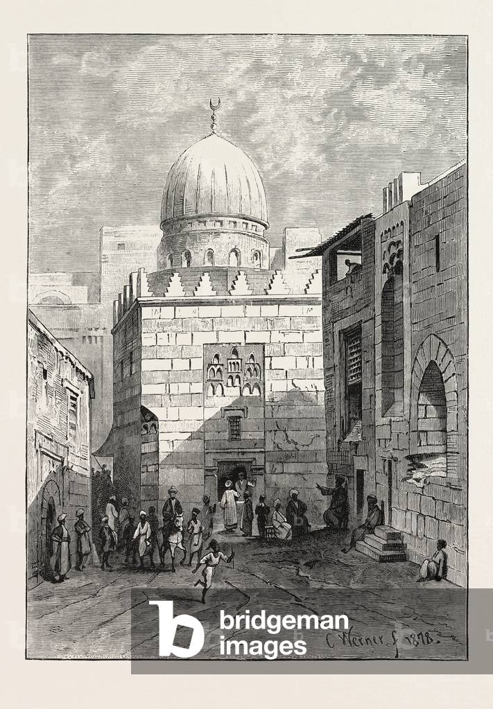 Street And Mosque. Egypt, Engraving 1879