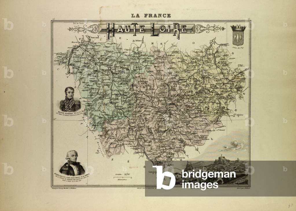 Map of Haute Loire 1896 France
