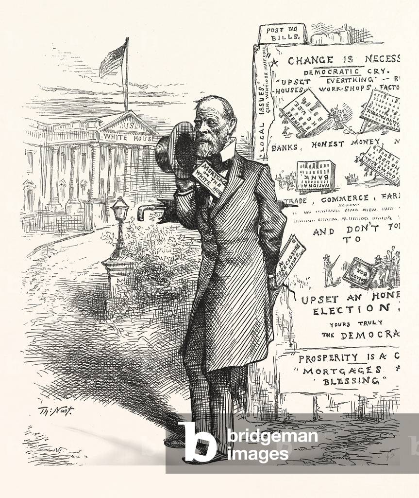 Height of English Ambition, Engraving 1880, US, USA, America, Politics, Political, Politic, Campaign, Patriotic