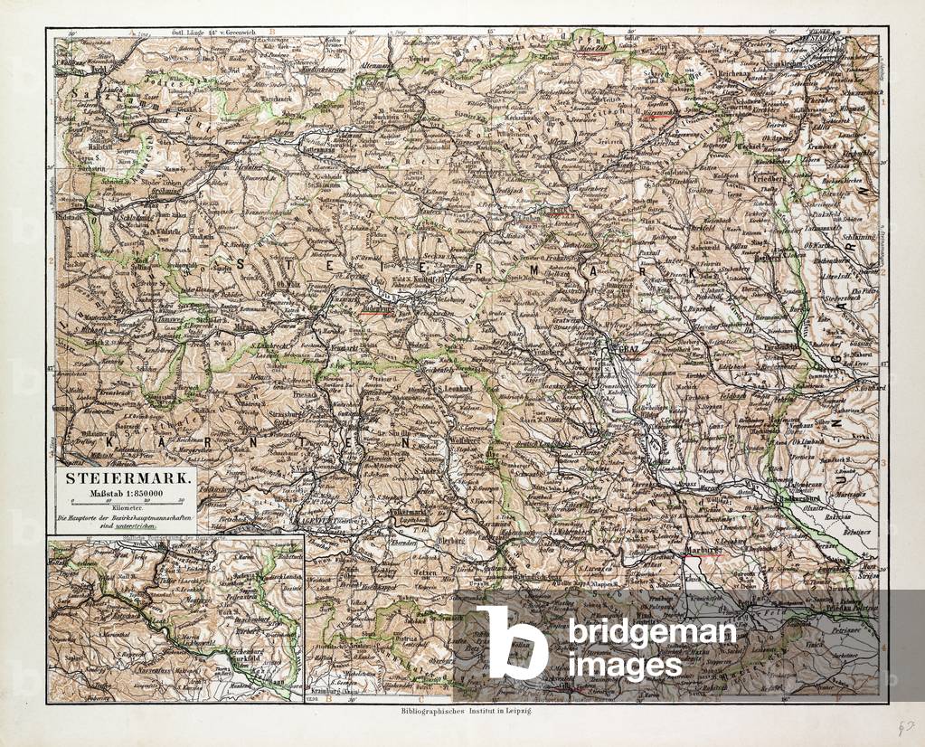 Map of Steiermark Austria 1899