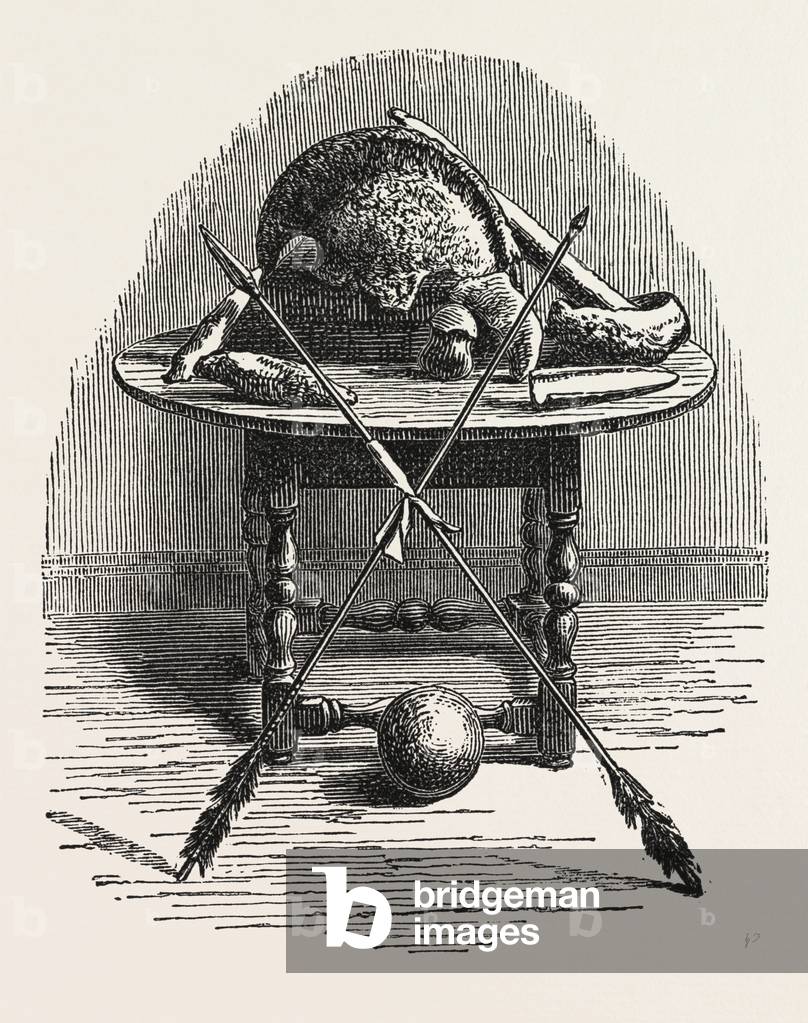 King Philip's Arms, US, USA, 1870s Engraving