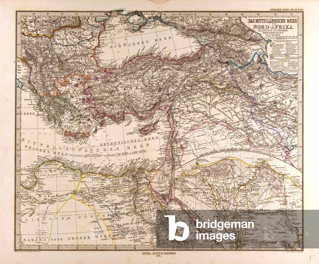 Map of the Mediterranean Sea, 1872 (engraving)