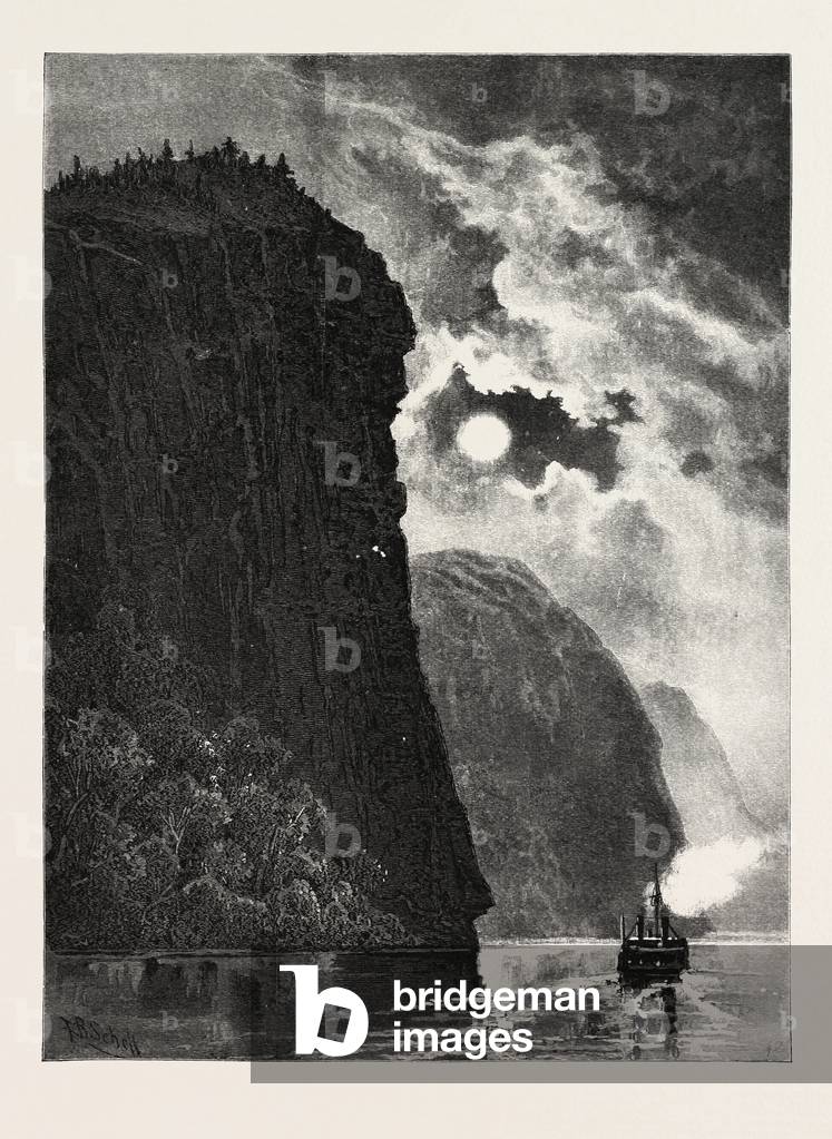 Oiseau Rock, Canada, Nineteenth Century Engraving