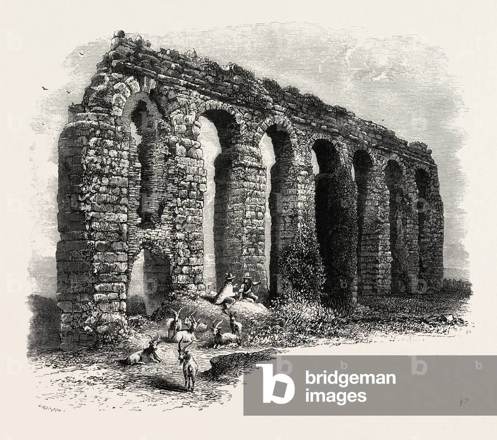 Aqueduct on the Campagna, Rome and Its Environs, Italy, 19th Century Engraving